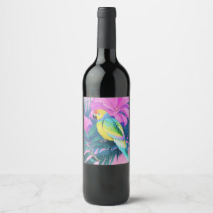 Étiquette Pour Bouteilles De Vin Floral/hawaïen/tropical/perroquet