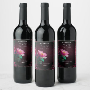 Étiquette Pour Bouteilles De Vin Floral Lotus Mariage Suite Starry Night Romance