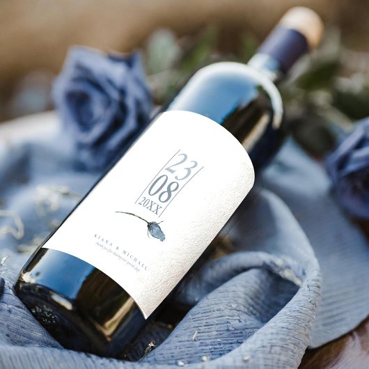 Étiquette Pour Bouteilles De Vin Floral Mariage Dusty Blue ID889