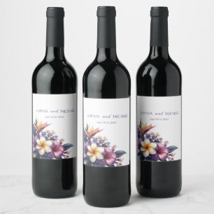 Étiquette Pour Bouteilles De Vin Floral-Mariage tropical
