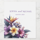 Étiquette Pour Bouteilles De Vin Floral-Mariage tropical (Étiquettes simples)