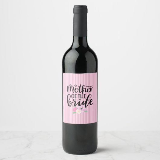 Étiquette Pour Bouteilles De Vin Floral Mère de l'Épouse (Devant)