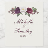 Étiquette Pour Bouteilles De Vin Floral pourpre (Étiquettes simples)