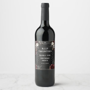 Étiquette Pour Bouteilles De Vin Floral Rip 20s 30e anniversaire fête