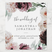 Étiquette Pour Bouteilles De Vin Floral Romance Mariage (Étiquettes simples)