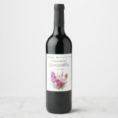 Étiquette Pour Bouteilles De Vin Floral rose moderne (Devant)