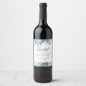 Étiquette Pour Bouteilles De Vin Flore de la marine bleue Dusty (Devant)