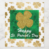 Étiquette Pour Bouteilles De Vin Flore verte Shamrock d'or (Étiquettes simples)