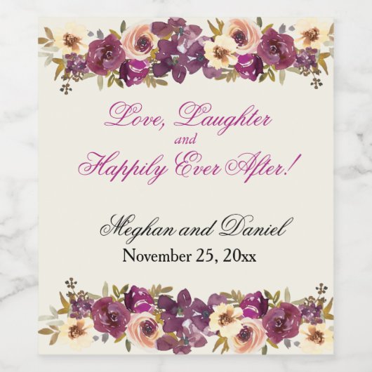 Étiquette Pour Bouteilles De Vin Flores d'aquarelle d'automne (Étiquettes simples)