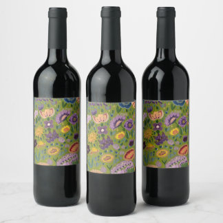 Étiquette Pour Bouteilles De Vin Flores silvestres colores