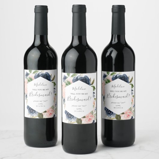 Étiquette Pour Bouteilles De Vin Flush et Navy Flowers | Proposition d'aide d'enquê (Bouteilles)