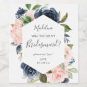 Étiquette Pour Bouteilles De Vin Flush et Navy Flowers | Proposition d'aide d'enquê (Étiquettes simples)