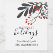 Étiquette Pour Bouteilles De Vin Foliage d'hiver Joyeuses vacances Personnalisées (Étiquettes simples)