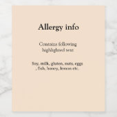 Étiquette Pour Bouteilles De Vin Food allergy alert add name text food items invita (Étiquettes simples)