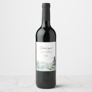 Étiquette Pour Bouteilles De Vin Forêt de bois d'aquarelle