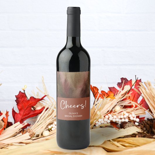 Étiquette Pour Bouteilles De Vin Forêt de teinte terracotta à l'aquarelle d'automne