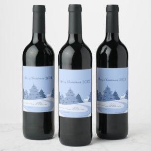 Étiquette Pour Bouteilles De Vin Forêt d'hiver minimaliste moderne