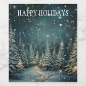 Étiquette Pour Bouteilles De Vin Forêt nocturne d'hiver (Étiquettes simples)