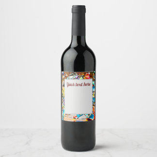 Étiquette Pour Bouteilles De Vin Formes abstraites colorées arc-en-ciel