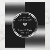 Étiquette Pour Bouteilles De Vin Formes géométriques noires et argentées (Étiquettes simples)