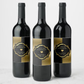 Étiquette Pour Bouteilles De Vin Formes géométriques noires et or (Bouteilles)