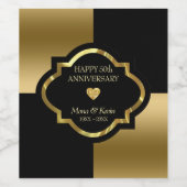 Étiquette Pour Bouteilles De Vin Formes géométriques noires et or (Étiquettes simples)