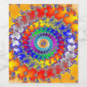 Étiquette Pour Bouteilles De Vin Fractale psychédélique (Étiquettes simples)