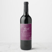 Étiquette Pour Bouteilles De Vin Fragments d'argent sur Cassis Mariage violet Merci (Devant)