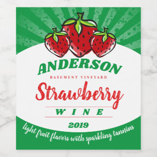 Étiquette Pour Bouteilles De Vin fraises de fraises vin fait maison personnalisée