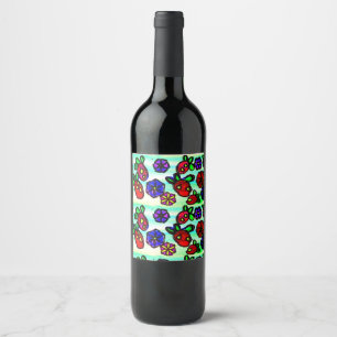 Étiquette Pour Bouteilles De Vin Fraises et fleurs