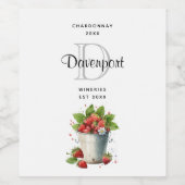 Étiquette Pour Bouteilles De Vin Fraises fraîches cuites dans une vinification de s (Étiquettes simples)