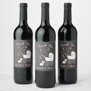 Étiquette Pour Bouteilles De Vin French Bulldog Theme Party - Baby shower neutre