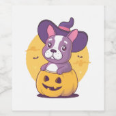 Étiquette Pour Bouteilles De Vin Frenchie Halloween (Étiquettes simples)