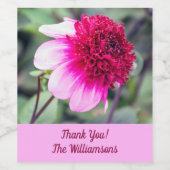 Étiquette Pour Bouteilles De Vin Frilly Pink et Magenta Dahlia (Étiquettes simples)