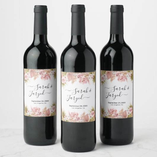 Étiquette Pour Bouteilles De Vin Frontière florale de Boho (Bouteilles)