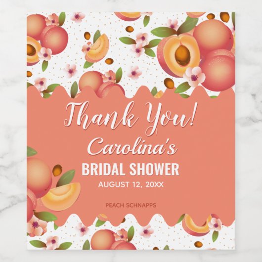 Étiquette Pour Bouteilles De Vin Fruit de Pêche Floral (Étiquettes simples)