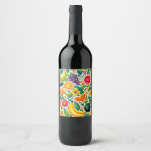 Étiquette Pour Bouteilles De Vin Fruits colorés