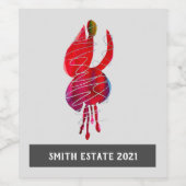 Étiquette Pour Bouteilles De Vin Fuchsia abstraite aquarelle florale (Étiquettes simples)