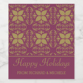 Étiquette Pour Bouteilles De Vin Fuchsia et or élégant (Étiquettes simples)