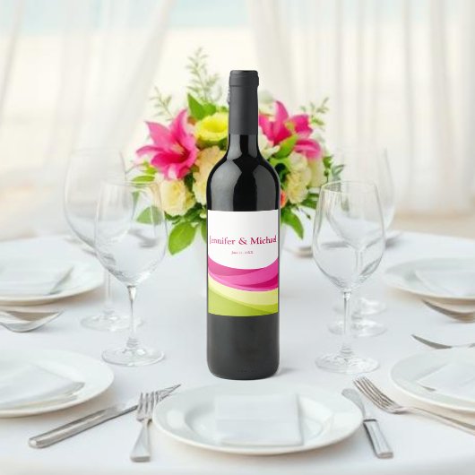 Étiquette Pour Bouteilles De Vin Fuchsia et vert citron
