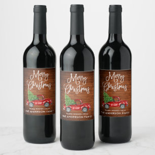 Étiquette Pour Bouteilles De Vin Fun Calligraphie Noël Bois Vintage Camion