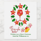 Étiquette Pour Bouteilles De Vin Fun Gin-gle Cloches Rouge et Vert Noël (Étiquettes simples)