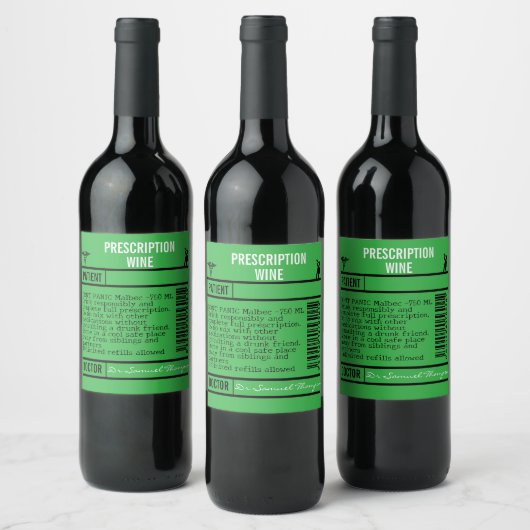 Étiquette Pour Bouteilles De Vin FUN GREEN editable Wine Labels for WINE (Bouteilles)