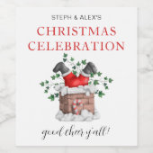 Étiquette Pour Bouteilles De Vin Fun Père Noël Chimney Nom Fête de Noël (Étiquettes simples)