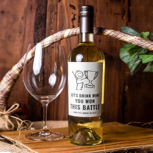 Étiquette Pour Bouteilles De Vin Fun & tendance Black and White Won Battle Étiquett