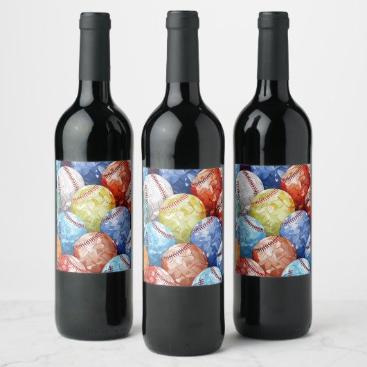 Étiquette Pour Bouteilles De Vin Funky Multi Coloured Baseballs (Bouteilles)