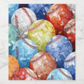 Étiquette Pour Bouteilles De Vin Funky Multi Coloured Baseballs (Étiquettes simples)