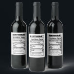 Étiquette Pour Bouteilles De Vin Funny Birthday Nutrition Facts<br><div class="desc">Funky Birthday Nutrition Facts Vin Étiquette</div>