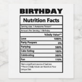Étiquette Pour Bouteilles De Vin Funny Birthday Nutrition Facts (Étiquettes simples)