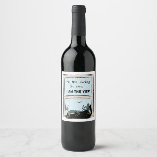 Étiquette Pour Bouteilles De Vin Funny Black Cat, je suis la vue